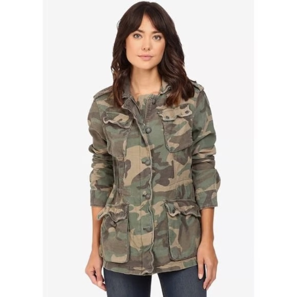 Free People Green and Brown Utility Jacket